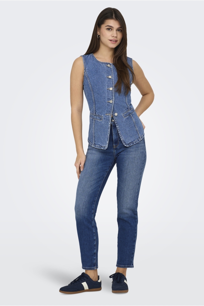 ONLGIULINA S/L BUTTON VEST DNM MAE 15354753 MEDIUM BLUE DENIM